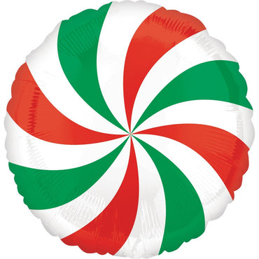 Red & Green Swirl Foil Balloon 45cm Balloons & Streamers - Party Centre