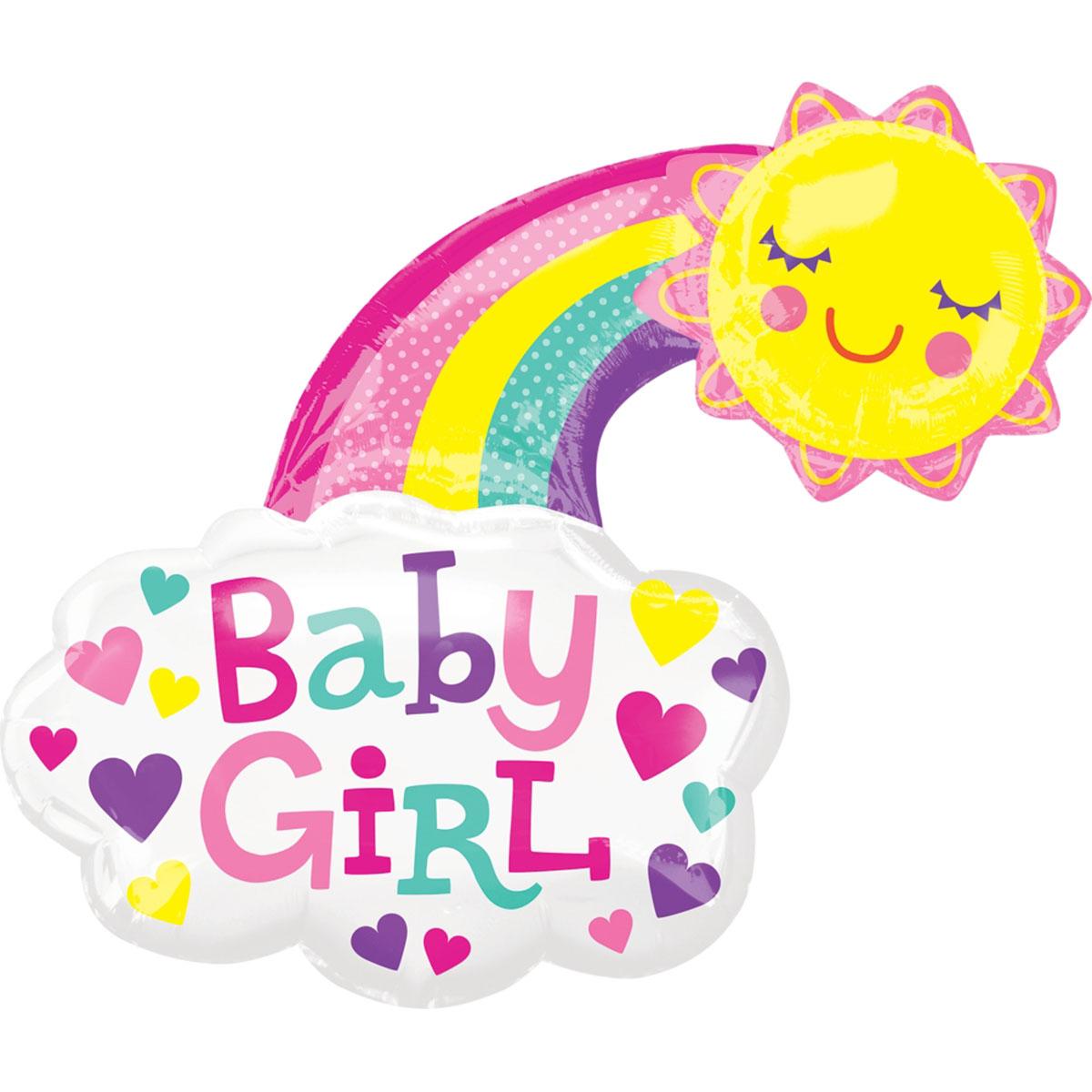 Baby Girl Bright Sun SuperShape Foil Balloon Balloons & Streamers - Party Centre