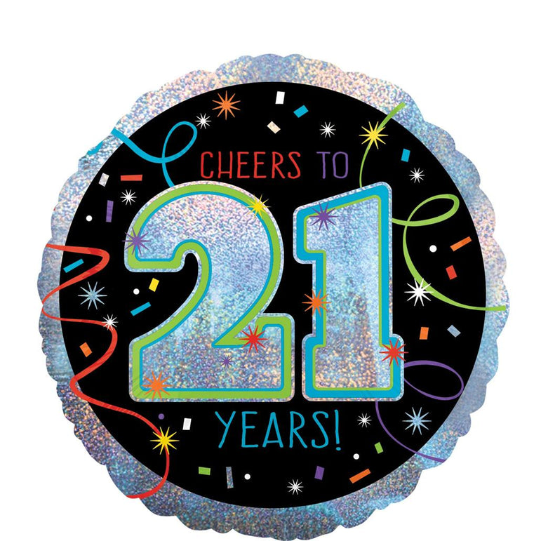 Brilliant Birthday 21 Cheers to You Balloon 45cm Balloons & Streamers - Party Centre
