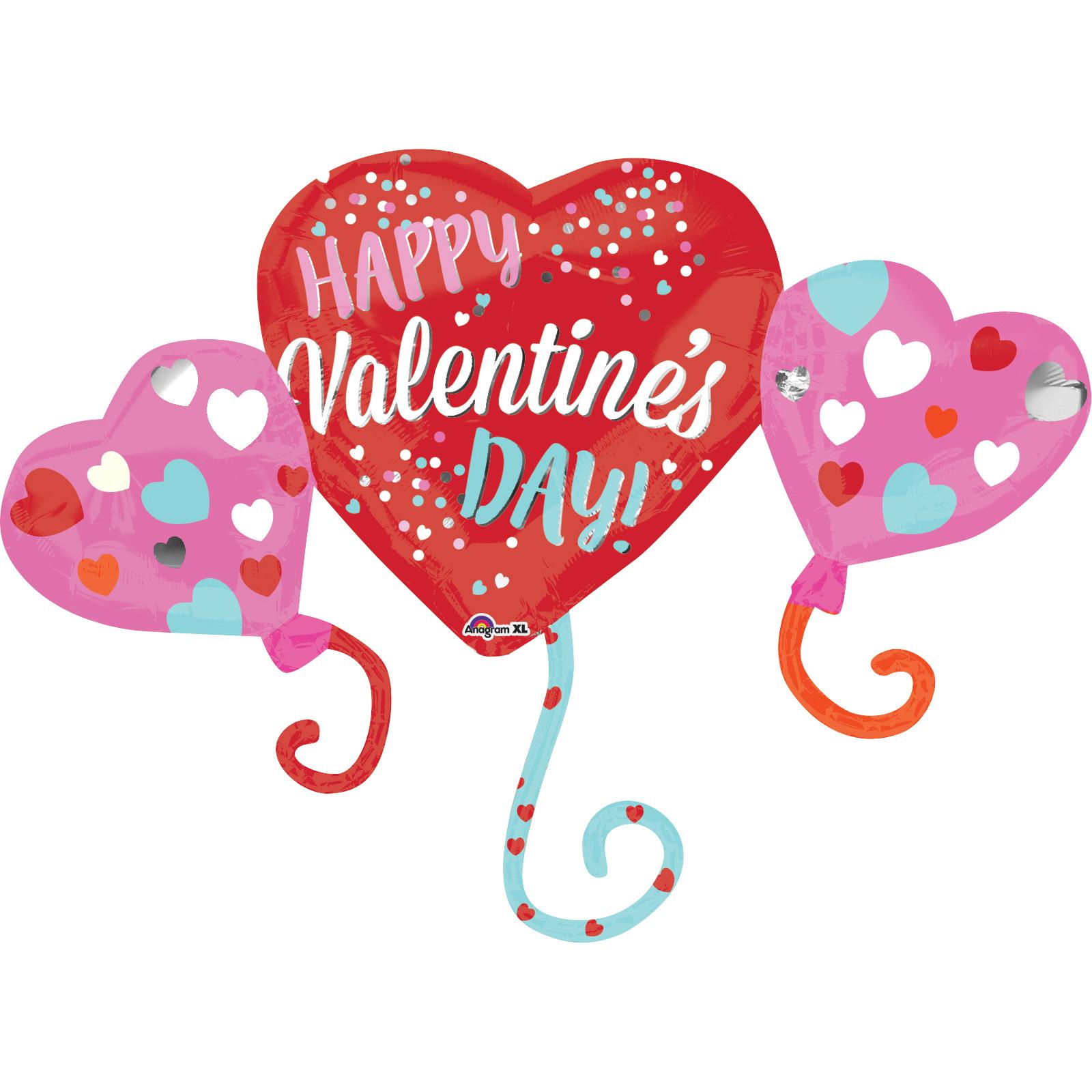 Happy Valentines Day Hearts SuperShape Balloon 38x27in Balloons & Streamers - Party Centre