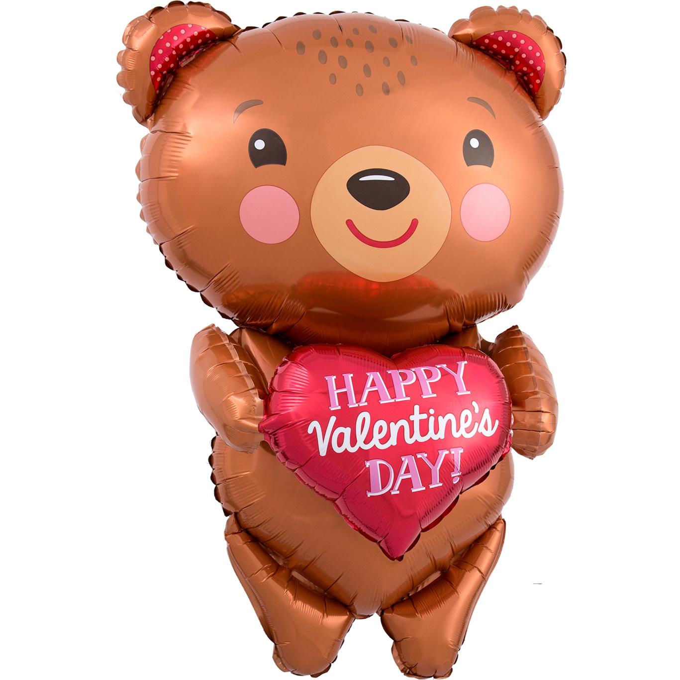 Valentines Day Bear with Heart SuperShape 19x28in Balloons & Streamers - Party Centre