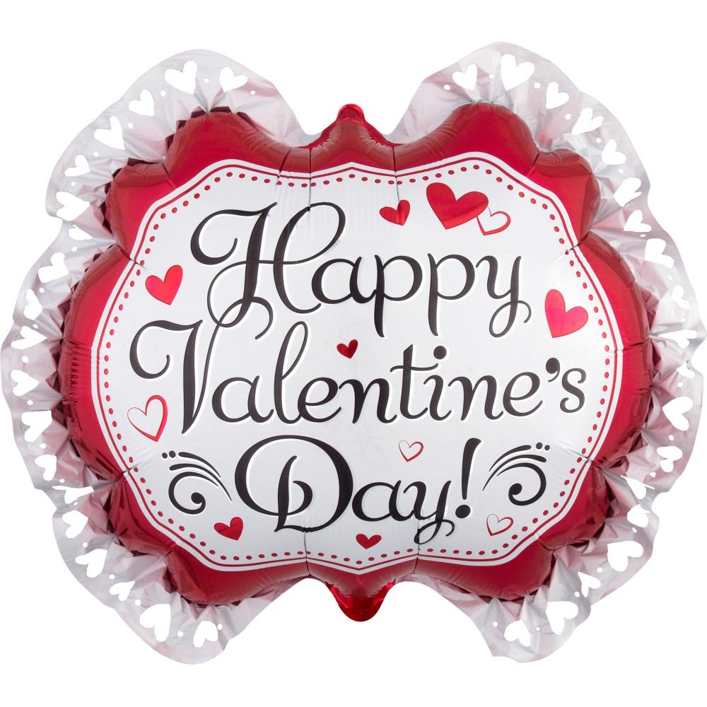 Valentine Days Marquee Heart Ruffle SuperShape 30x26 Balloons & Streamers - Party Centre