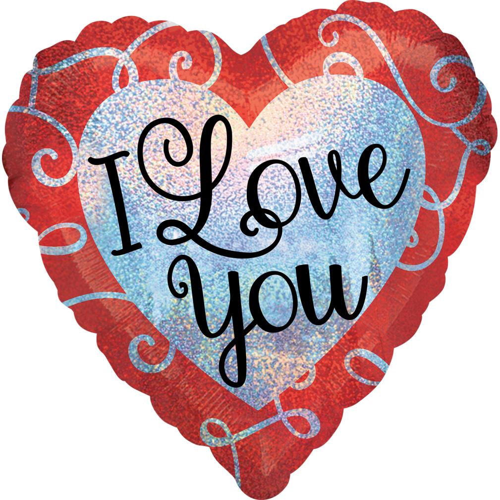Sparkle Heart Love You Holographic Foil Balloon Balloons & Streamers - Party Centre