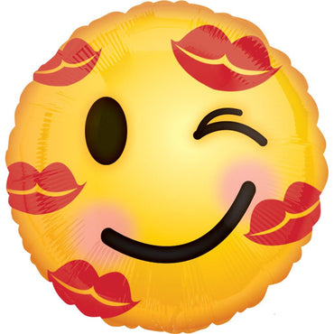 Kiss Emoticon Foil Balloon 18in Balloons & Streamers - Party Centre
