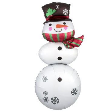 Snowman Stacker Giant Foil Baloon 63x154cm Balloons & Streamers - Party Centre