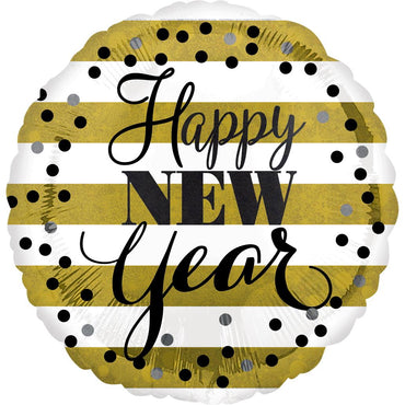 Golden New Year Foil Balloon 45cm Balloons & Streamers - Party Centre