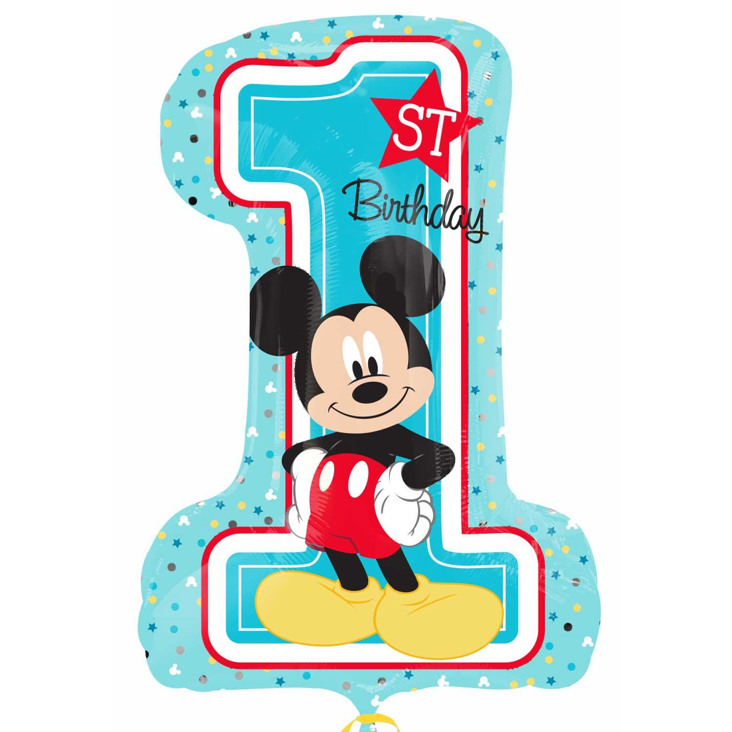 Mickey 1st Birthday SuperShape Foil Balloon 19x28in Balloons & Streamers - Party Centre