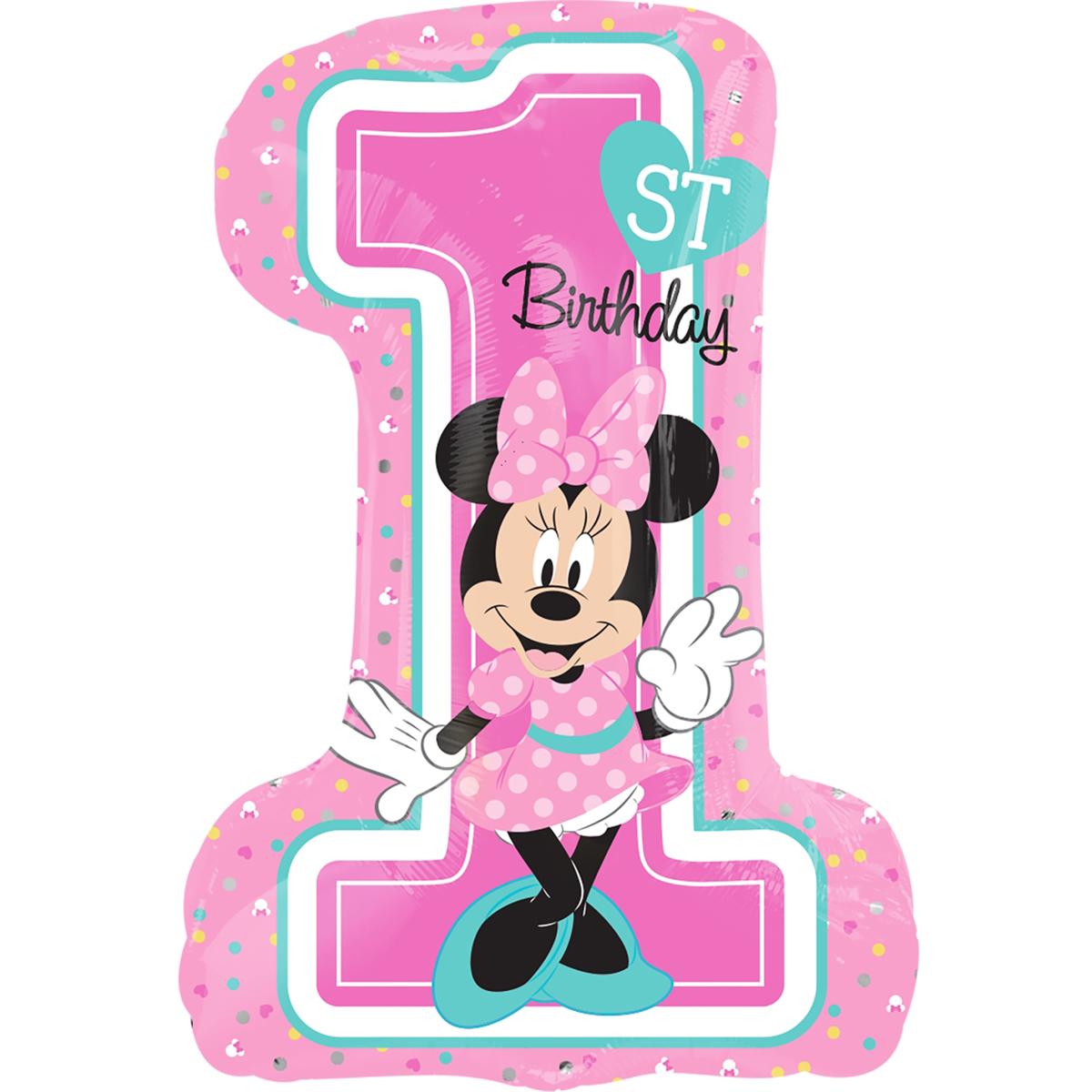 Minnie 1st Birthday SuperShape Foil Balloon 19x28in Balloons & Streamers - Party Centre
