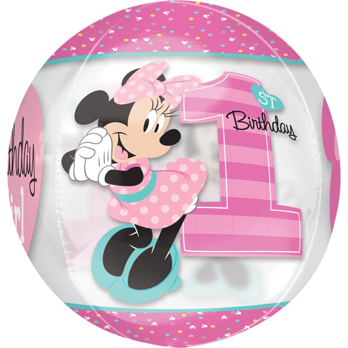 Minnie 1st Birthday Orbz Balloon 38x40cm Balloons & Streamers - Party Centre
