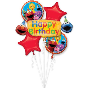 Sesame Street Fun Balloon Bouquet 5pcs Balloons & Streamers - Party Centre