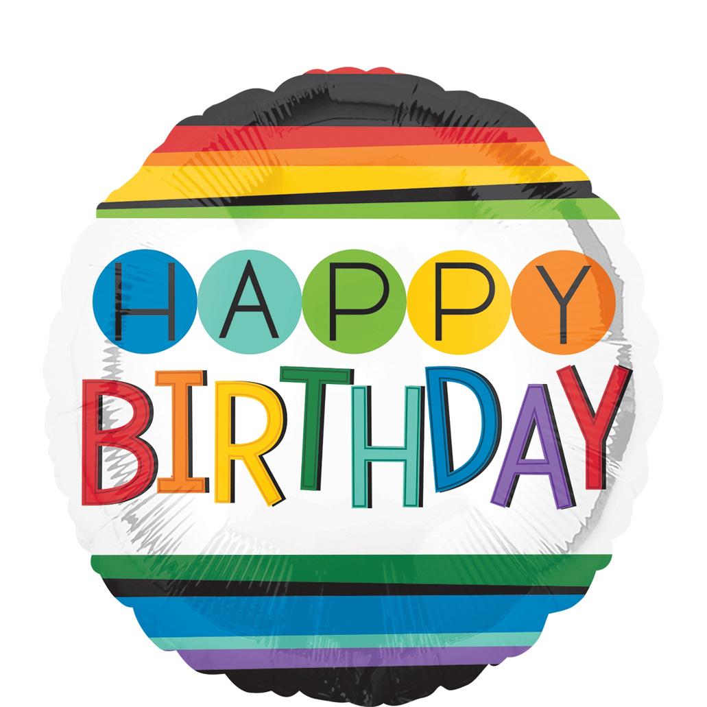Rainbow Birthday Foil Balloon 45cm Balloons & Streamers - Party Centre