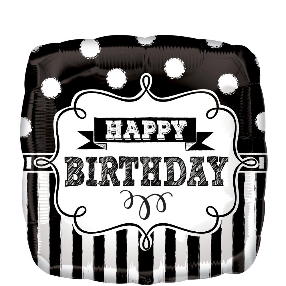 Chalkboard Happy Birthday Party Square Balloon 18in Balloons & Streamers - Party Centre