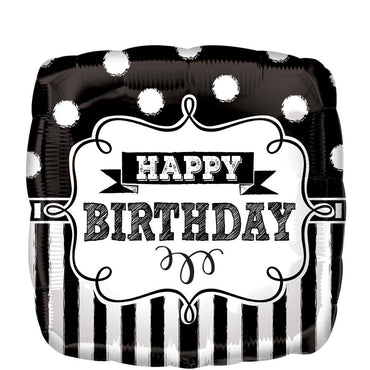 Chalkboard Happy Birthday Party Square Balloon 18in Balloons & Streamers - Party Centre
