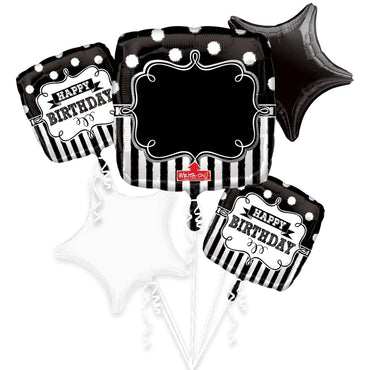 Chalkboard Write On Birthday Bouquet 5pcs Balloons & Streamers - Party Centre