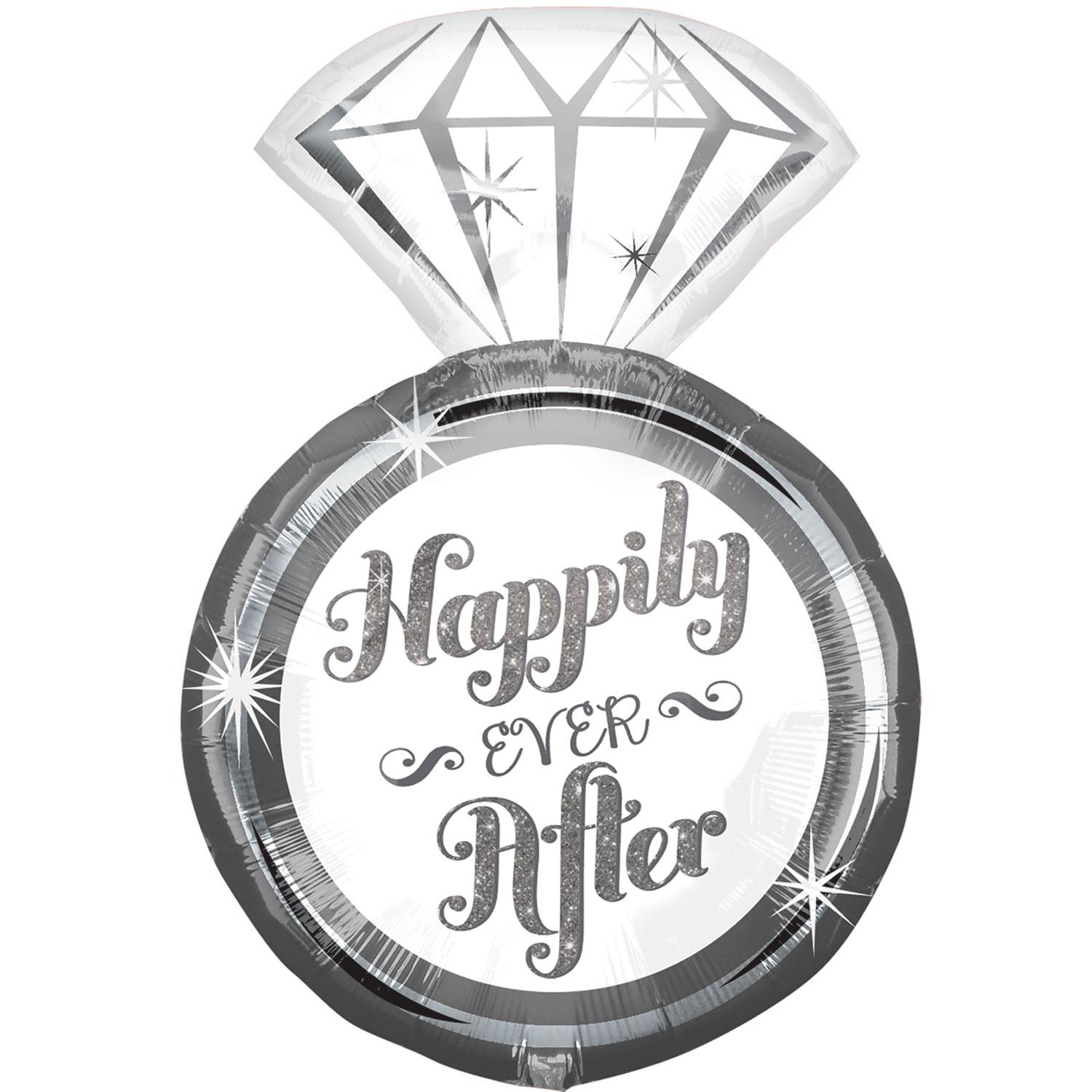 Happily Ever After Ring SuperShape Foil Balloon 18x27in Balloons & Streamers - Party Centre