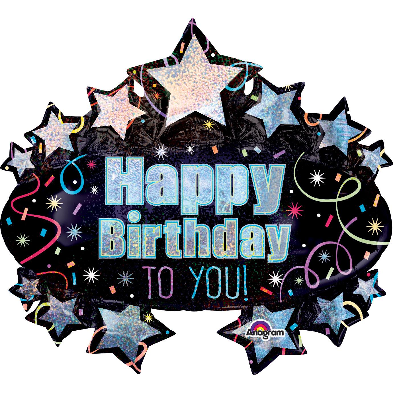 Brilliant Birthday Holographic SuperShape Foil Balloon Balloons & Streamers - Party Centre