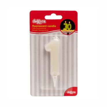 Number 1 Fluorescent Birthday Candle 6cm Party Accessories - Party Centre