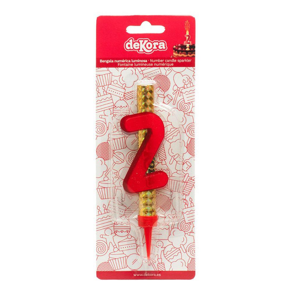 Number 2 Flare Fires Candle 12cm Party Accessories - Party Centre