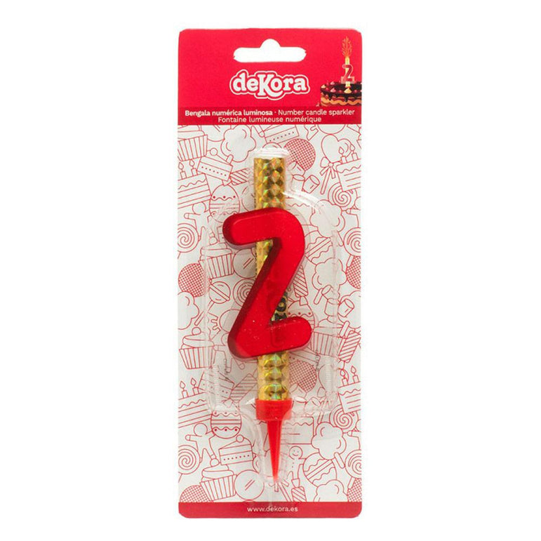 Number 2 Flare Fires Candle 12cm Party Accessories - Party Centre