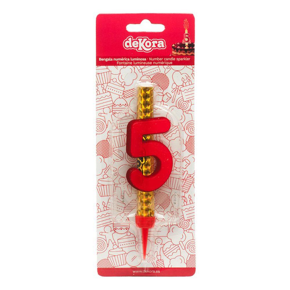 Number 5 Flare Fires Candle 12cm Party Accessories - Party Centre