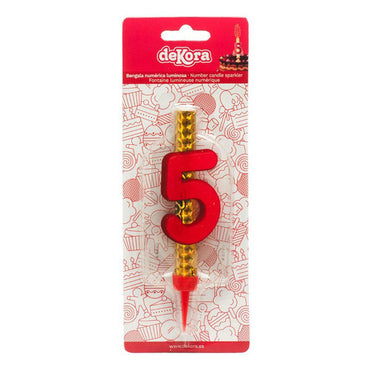 Number 5 Flare Fires Candle 12cm Party Accessories - Party Centre