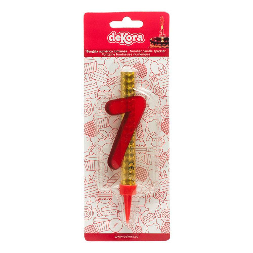 Number 7 Flare Fires Candle 12cm Party Accessories - Party Centre