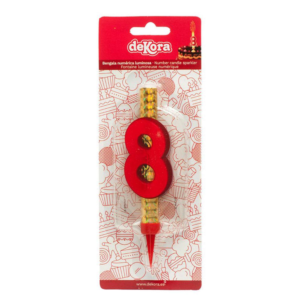 Number 8 Flare Fires Candle 12cm Party Accessories - Party Centre