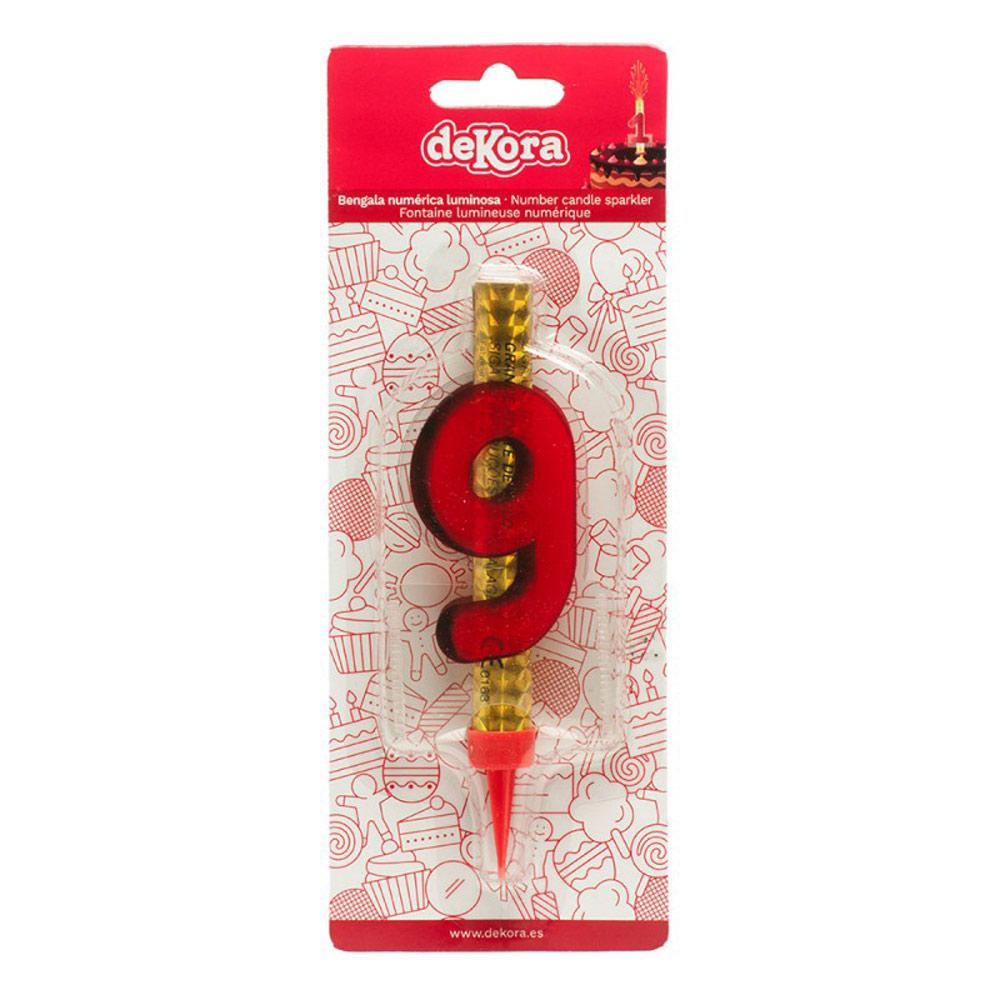 Number 9 Flare Fires Candle 12cm Party Accessories - Party Centre