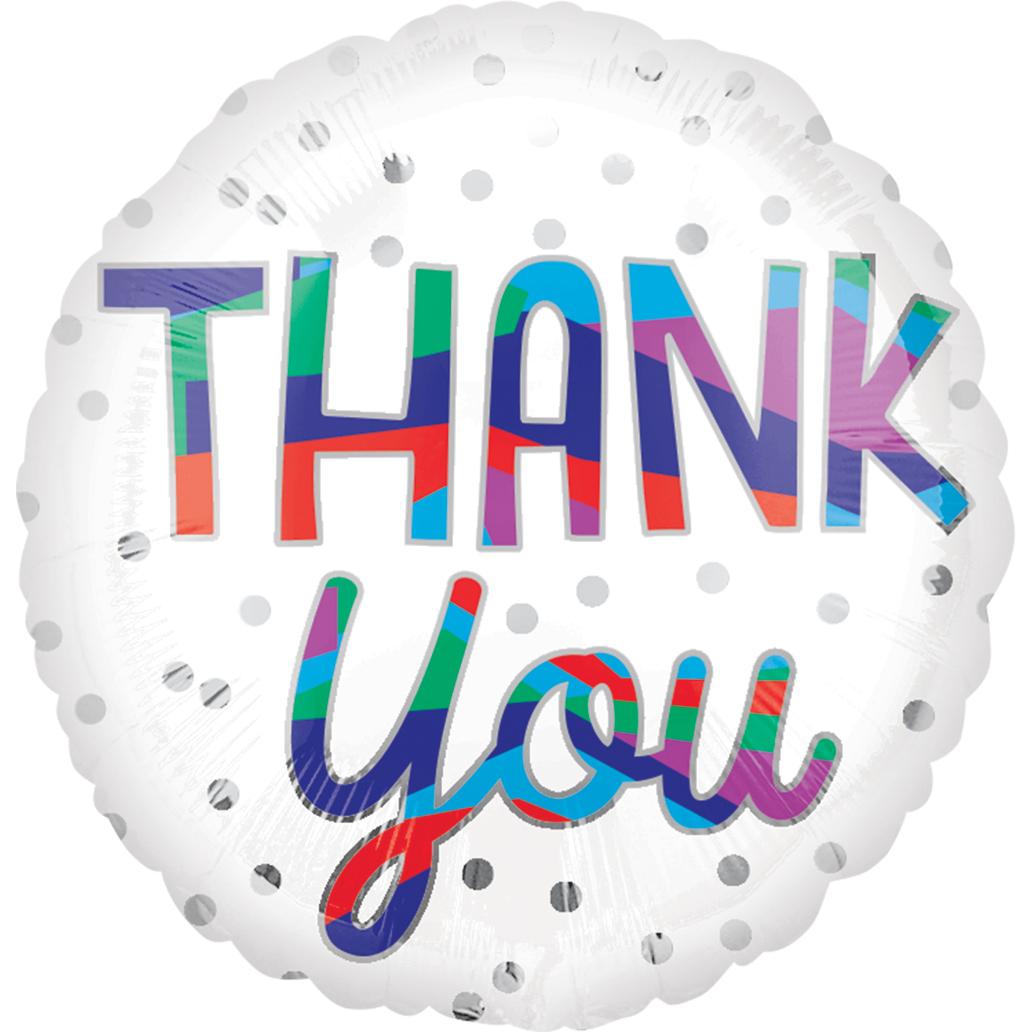 Thank You Silver Dots Foil Balloon 45cm Balloons & Streamers - Party Centre