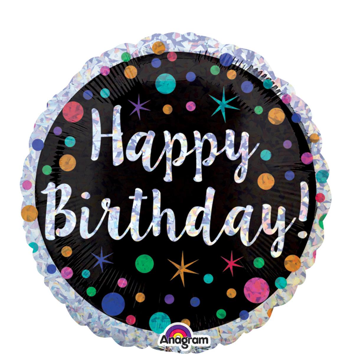 Polka Dot Birthday Holographic Balloon 18in Balloons & Streamers - Party Centre
