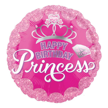 Princess Crown & Gem HBD Balloon 18in Balloons & Streamers - Party Centre