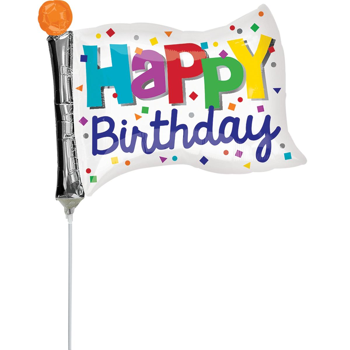 Happy Birthday Flag Mini Shape Balloon Balloons & Streamers - Party Centre
