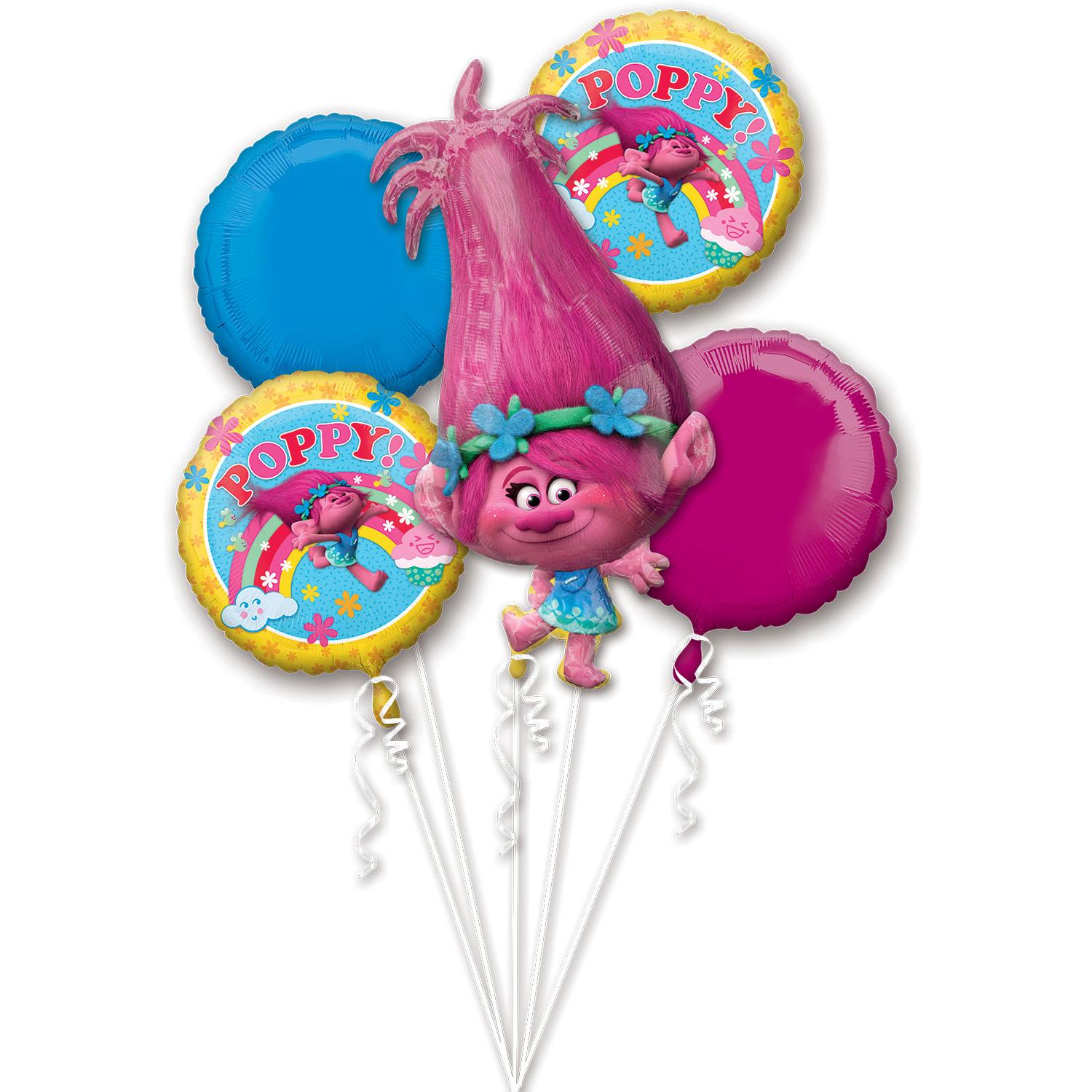 Trolls Balloon Bouquet 5pcs Balloons & Streamers - Party Centre