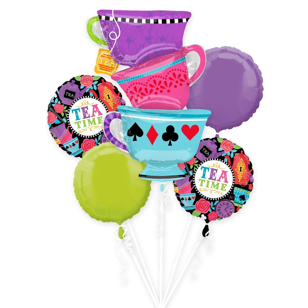Mad Tea Party Balloon Bouquet 5pcs Balloons & Streamers - Party Centre