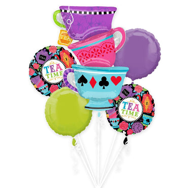 Mad Tea Party Balloon Bouquet 5pcs Balloons & Streamers - Party Centre