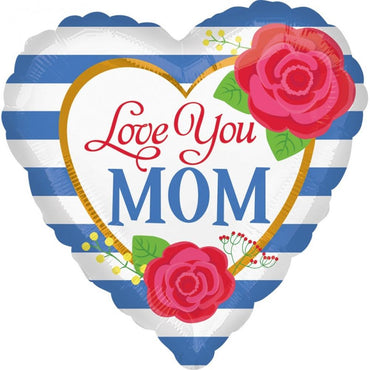 Mom Blue Stripes Foil Balloon 18in Balloons & Streamers - Party Centre