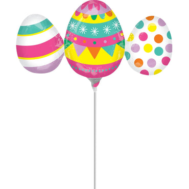 Egg Trio Mini Shape Foil Balloon Balloons & Streamers - Party Centre