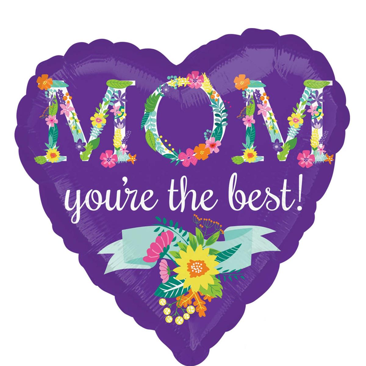 Mom Floral Jumbo Foil Balloon 28in Balloons & Streamers - Party Centre