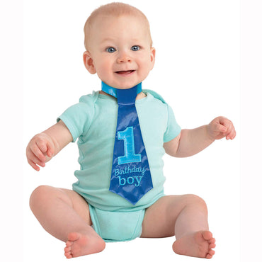 1st Birthday Blue Fabric Tie