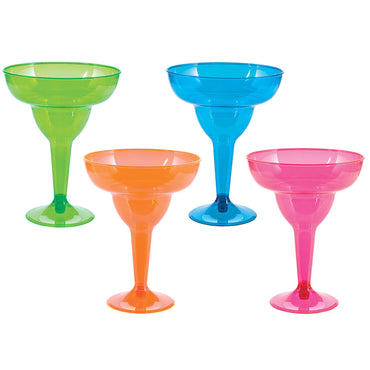 Neon Margarita Plastic Glasses Assorted 11oz, 20pcs Candy Buffet - Party Centre