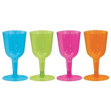 Neon Wine Plastic Glasses Assorted 10oz, 20pcs Candy Buffet - Party Centre