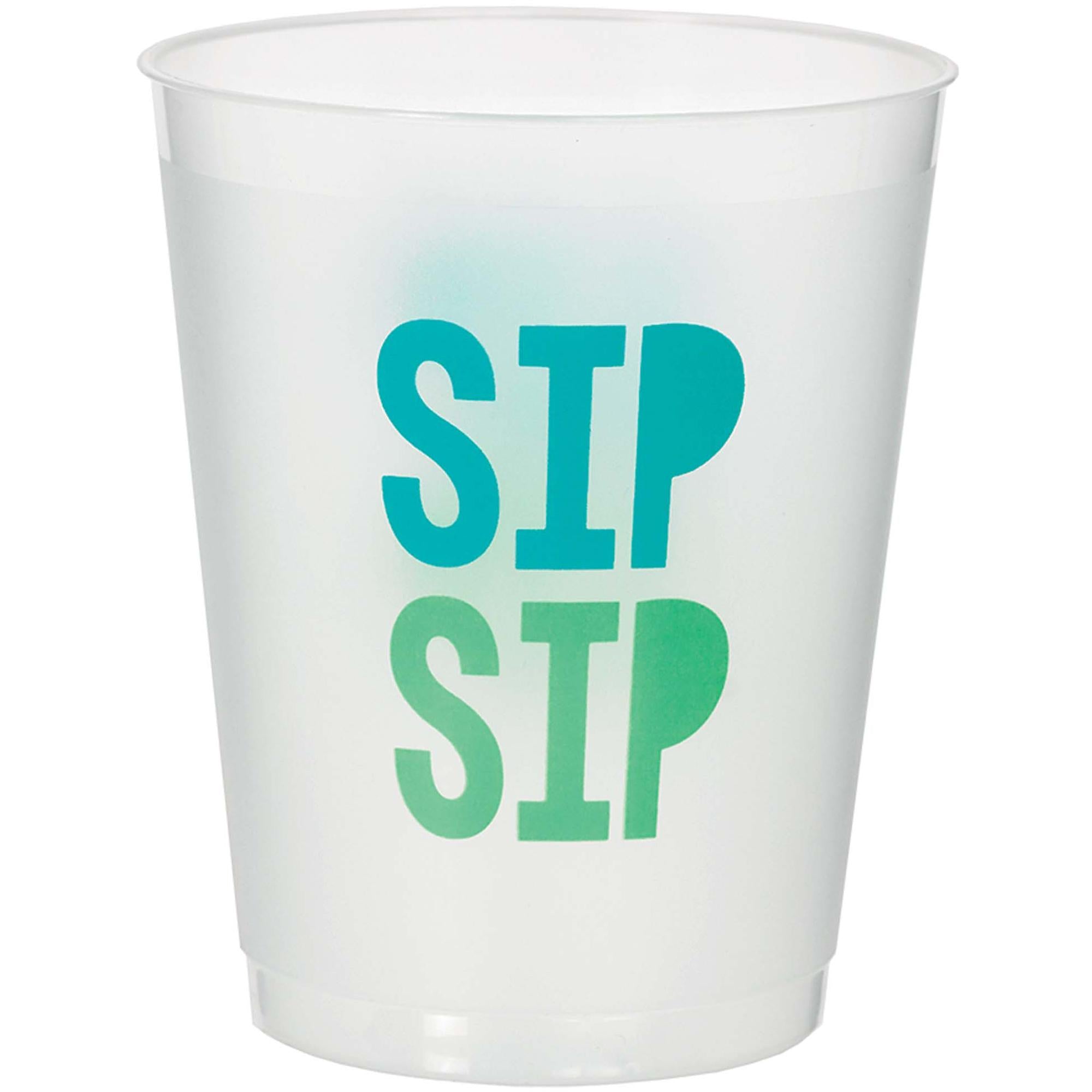 Shimmering Party Frosted Plastic Cups 14oz, 8pcs Printed Tableware - Party Centre