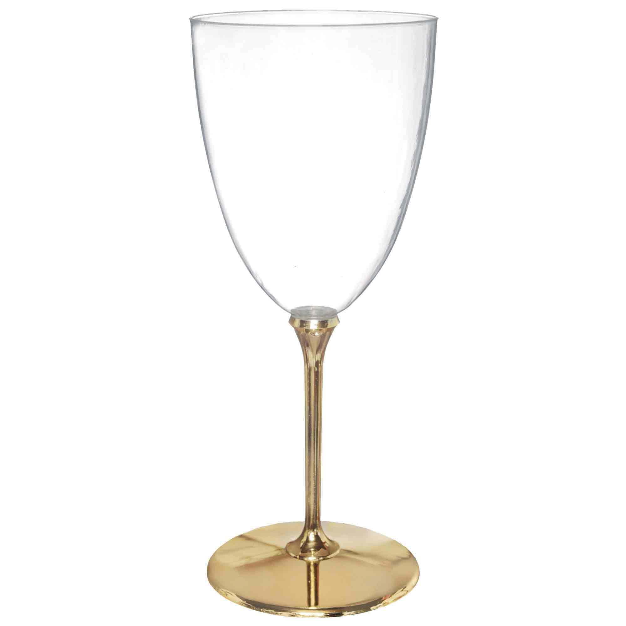 Gold Metallic Plastic Wine Glasses 8pcs 7oz