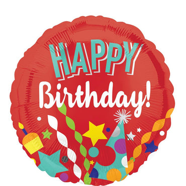 Festive Happy Birthday Foil Balloon 18in Balloons & Streamers - Party Centre