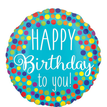 Happy Birthday to  You Dots Foil Balloon 18in Balloons & Streamers - Party Centre