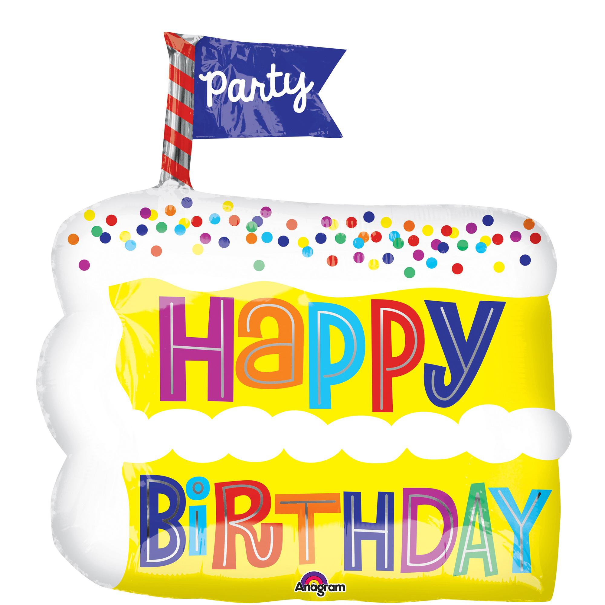 Happy Birthday Cake Slice Junior Shape Balloon Balloons & Streamers - Party Centre