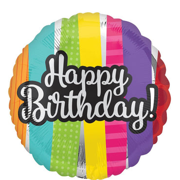 Happy Birthday Patterns 18in Balloons & Streamers - Party Centre