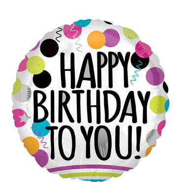 Black White Happy Birthday Foil Balloon 45cm Balloons & Streamers - Party Centre