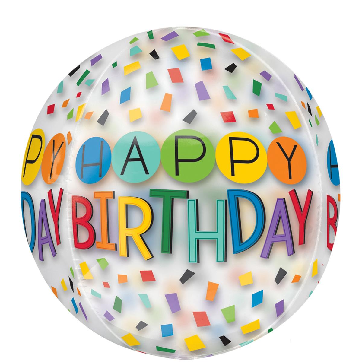 Happy Birthday Day Rainbow Orbz Balloon 38x40cm Balloons & Streamers - Party Centre