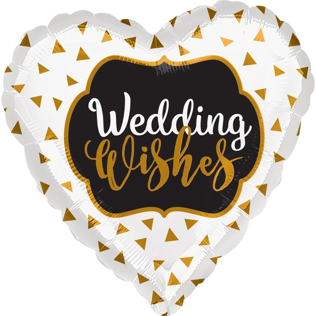 Wedding Wishes Gold Foil Balloon 45cm Balloons & Streamers - Party Centre
